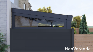 Zijwand aluminium met spie glas