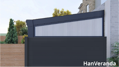 Zijwand aluminium met spie polycarbonaat