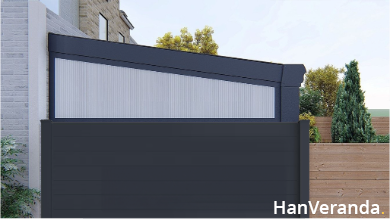 Zijwand aluminium met spie polycarbonaat